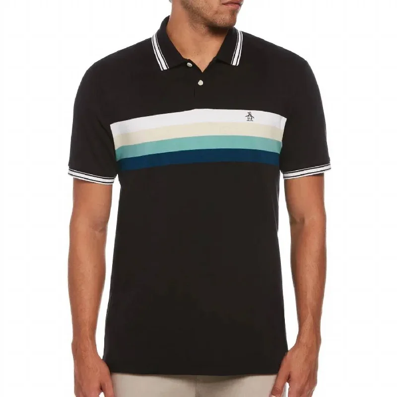 Interlock Chest Stripe Polo In True Black