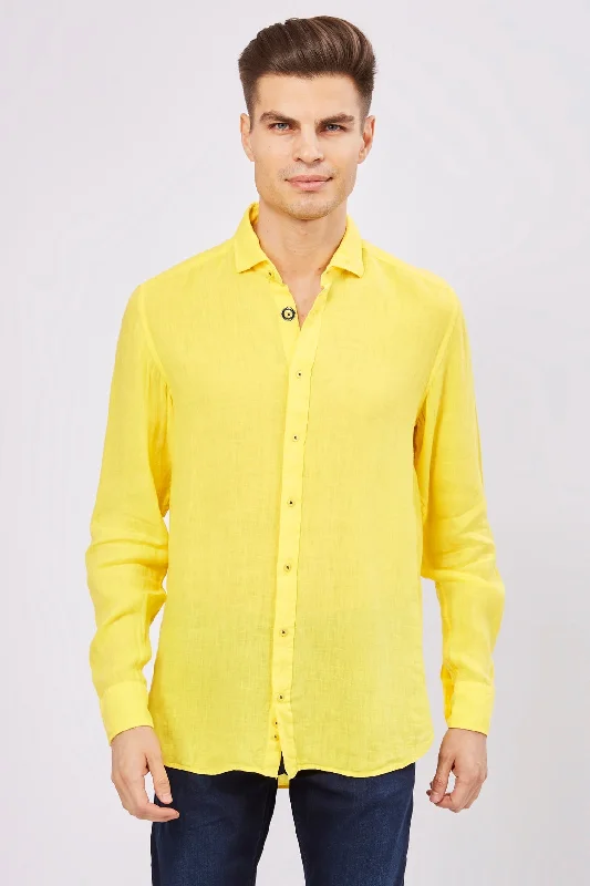 Leo Highlighter Yellow Linen Shirt