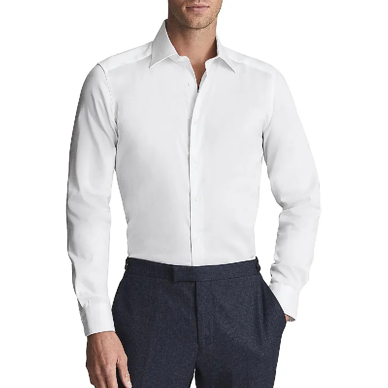 Mens Cotton Blend Stretch Button-Down Shirt