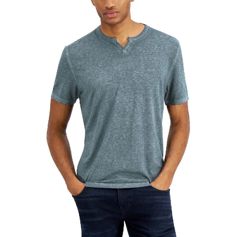 Mens Heathered Split Neck T-Shirt