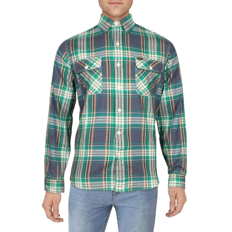 Mens Plaid Utility Button-Down Shirt