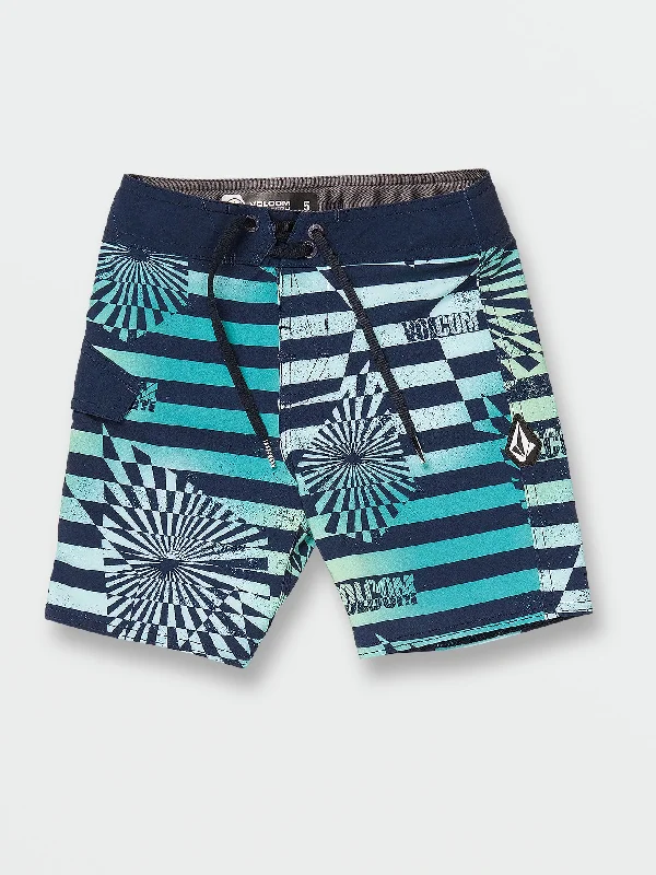 Little Boys Stone Stripe Mod-Tech Trunks - Teal Green