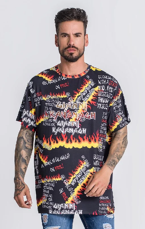 Multicolor Burning Summer Oversized Tee