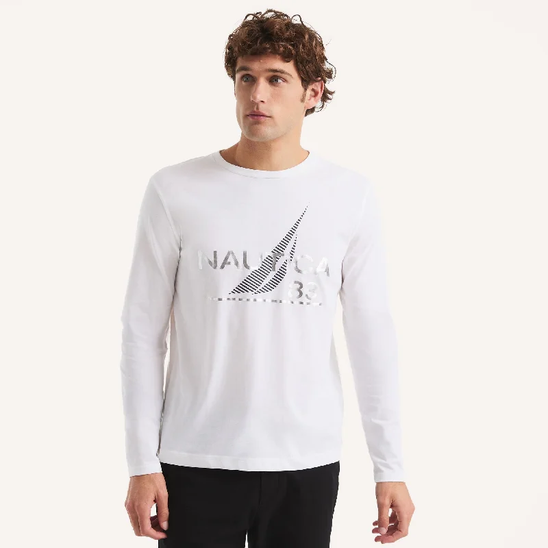 Nautica Mens Foil Graphic Long-Sleeve T-Shirt