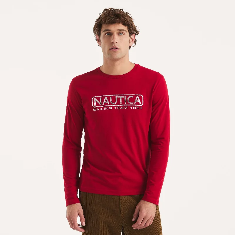 Nautica Mens Graphic Long-Sleeve T-Shirt