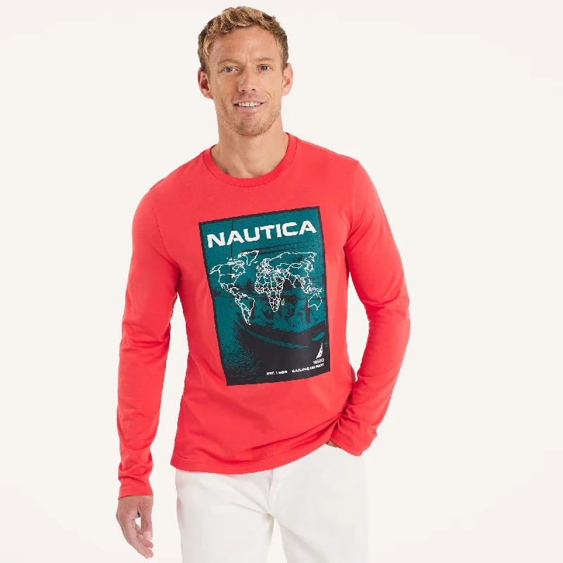 Nautica Mens Graphic Long-Sleeve T-Shirt