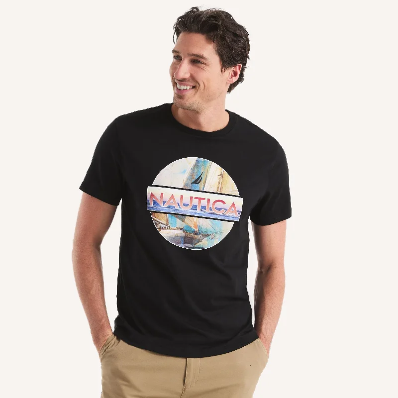 Nautica Mens Ocean Sailboat Graphic T-Shirt