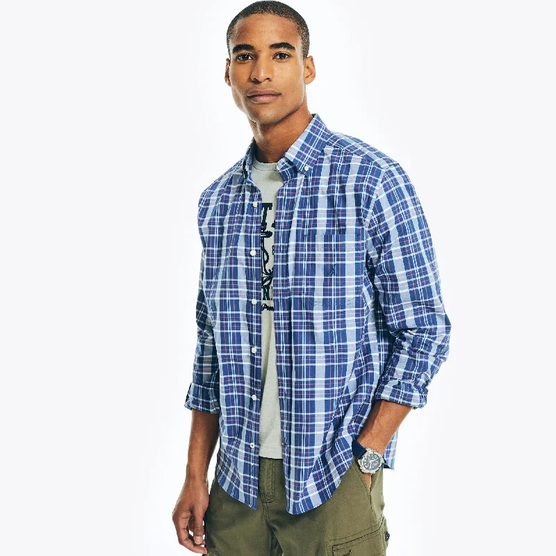 Nautica Mens Plaid Poplin Shirt