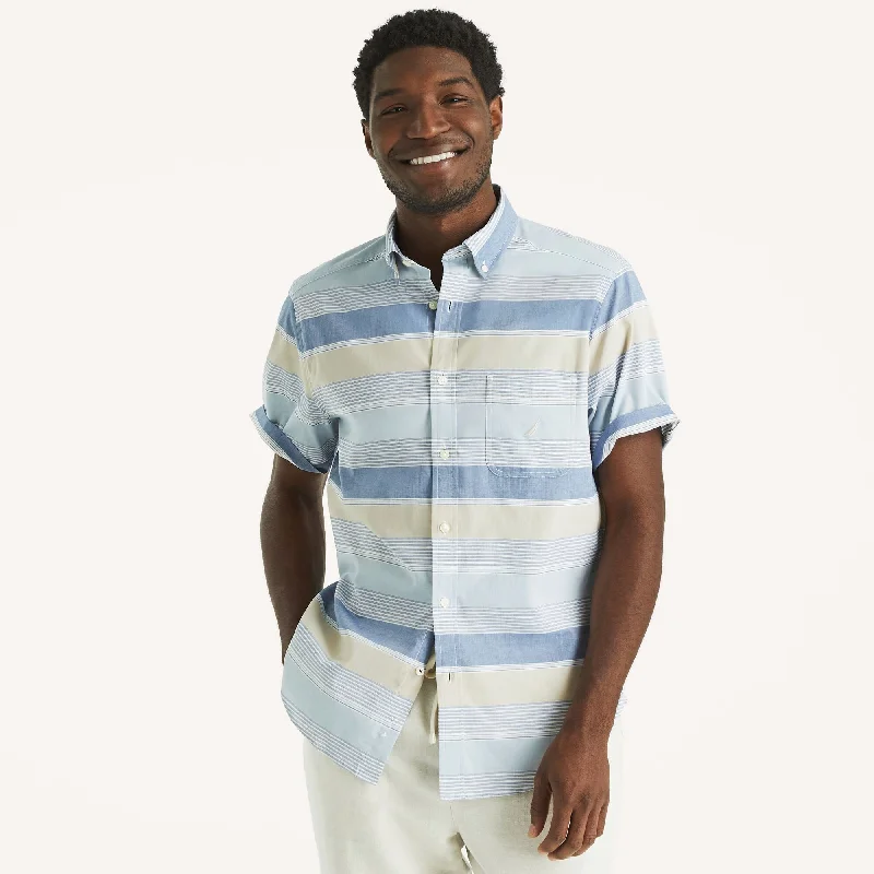 Nautica Mens Striped Short-Sleeve Shirt