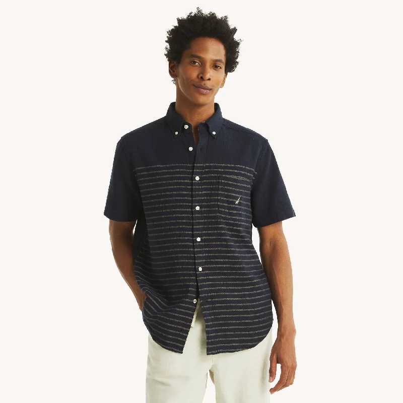 Nautica Mens Striped Short-Sleeve Shirt