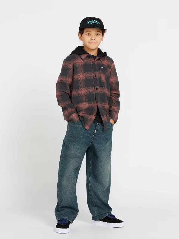 Big Boys Neta Stone Hood Long Sleeve Flannel - Stealth