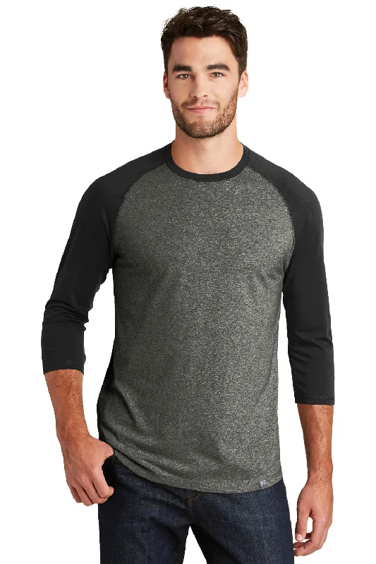 New Era Mens Heritage 3/4 Sleeve Crewneck T-Shirt - Black Twist/Black