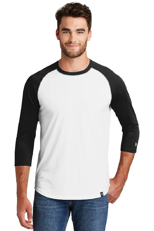 New Era Mens Heritage 3/4 Sleeve Crewneck T-Shirt - White/Black