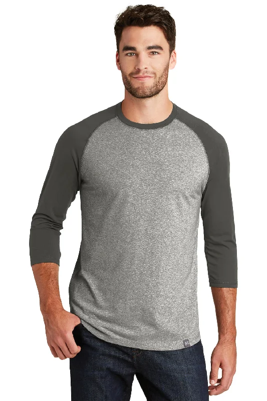 New Era Mens Heritage 3/4 Sleeve Crewneck T-Shirt - Graphite Grey/Light Graphite Grey Twist