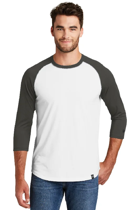 New Era Mens Heritage 3/4 Sleeve Crewneck T-Shirt - Graphite Grey/White - Closeout