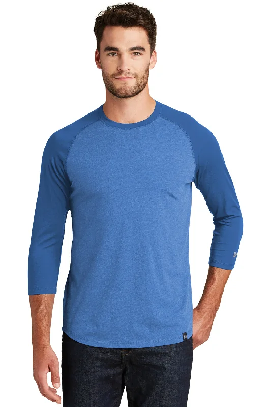 New Era Mens Heritage 3/4 Sleeve Crewneck T-Shirt - Royal Blue/Heather Royal Blue