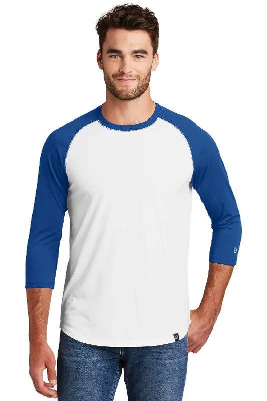 New Era Mens Heritage 3/4 Sleeve Crewneck T-Shirt - Royal Blue/White - Closeout