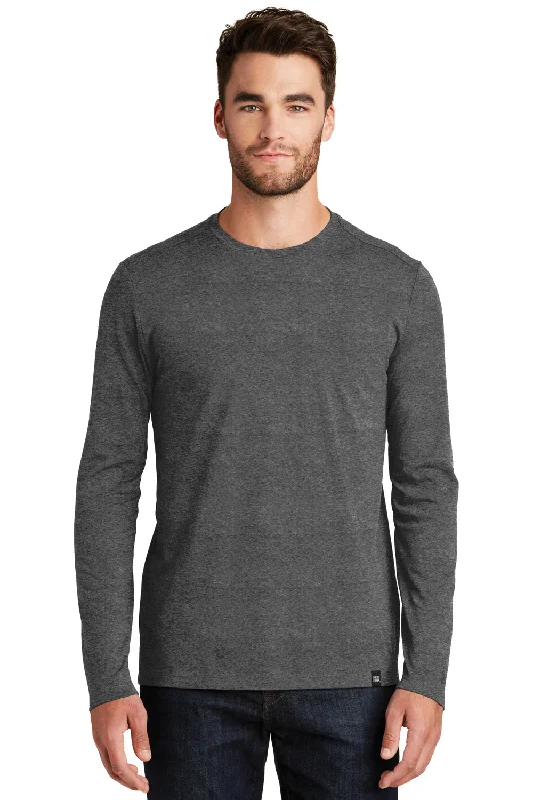 New Era Mens Heritage Long Sleeve Crewneck T-Shirt - Heather Black