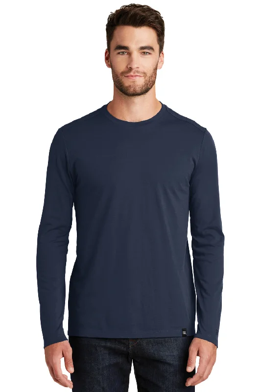 New Era Mens Heritage Long Sleeve Crewneck T-Shirt - Heather Navy Blue