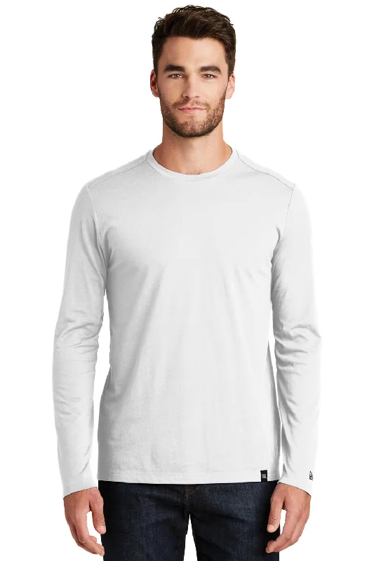 New Era Mens Heritage Long Sleeve Crewneck T-Shirt - White