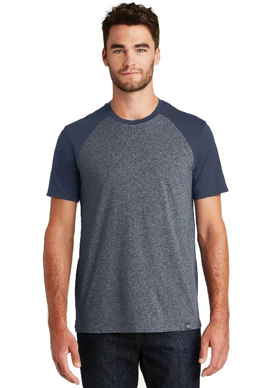 New Era Mens Heritage Short Sleeve Crewneck T-Shirt - Navy Blue/Navy Blue Twist