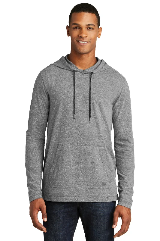 New Era Mens Performance Moisture Wicking Long Sleeve Hooded T-Shirt Hoodie - Shadow Grey - Closeout