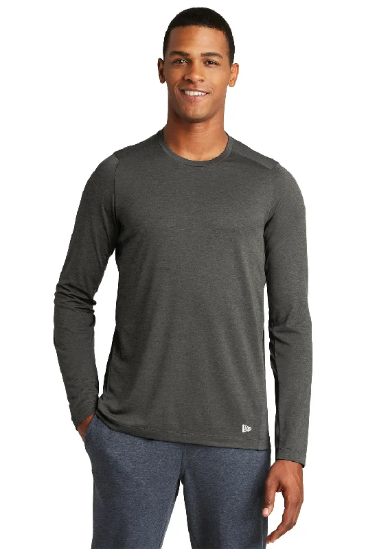 New Era Mens Series Performance Moisture Wicking Long Sleeve Crewneck T-Shirt - Graphite Grey