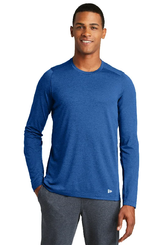 New Era Mens Series Performance Moisture Wicking Long Sleeve Crewneck T-Shirt - Royal Blue