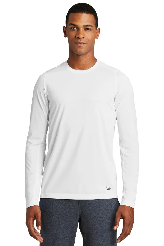 New Era Mens Series Performance Moisture Wicking Long Sleeve Crewneck T-Shirt - White