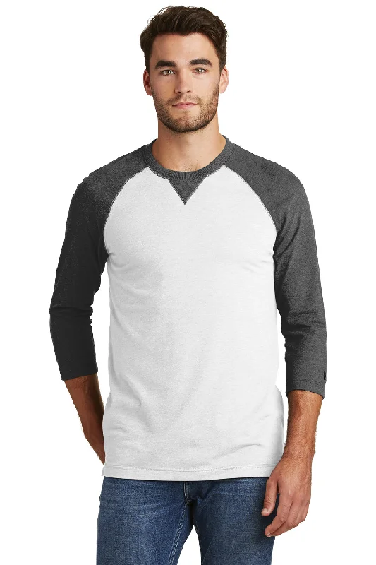 New Era Mens Sueded 3/4 Sleeve Crewneck T-Shirt - White/Heather Black