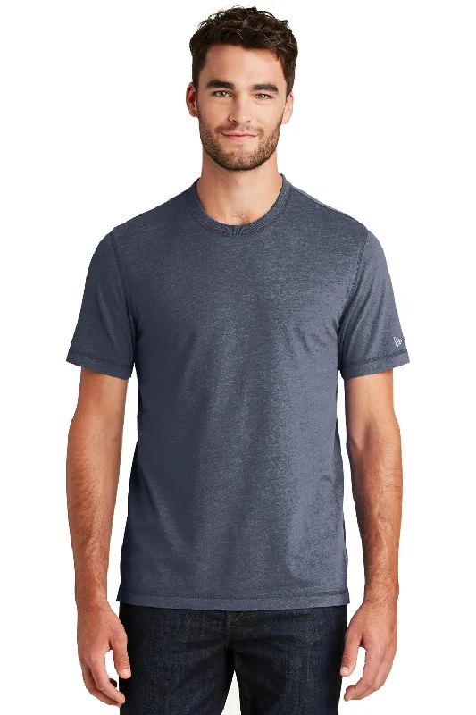 New Era Mens Sueded Short Sleeve Crewneck T-Shirt - Heather Navy Blue - Closeout