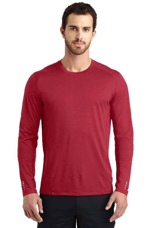 Ogio Mens Endurance Pulse Jersey Moisture Wicking Long Sleeve Crewneck T-Shirt - Ripped Red