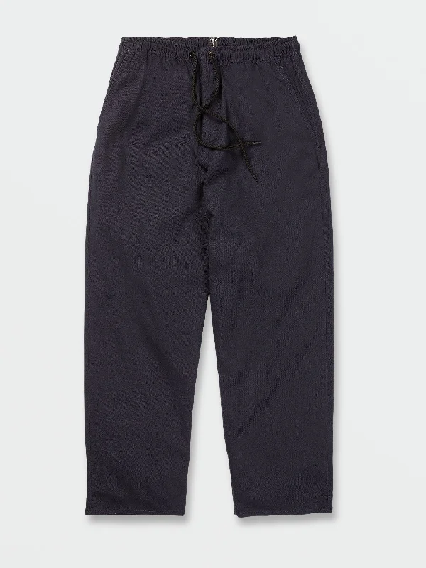 Outer Spaced Casual Elastic Waist Pants - Navy