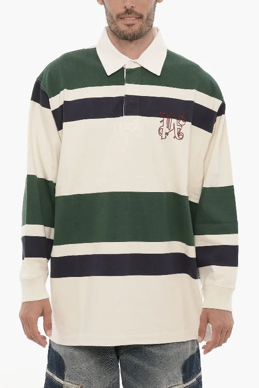 Palm Angels Striped 3-Buttons Polo Shirt