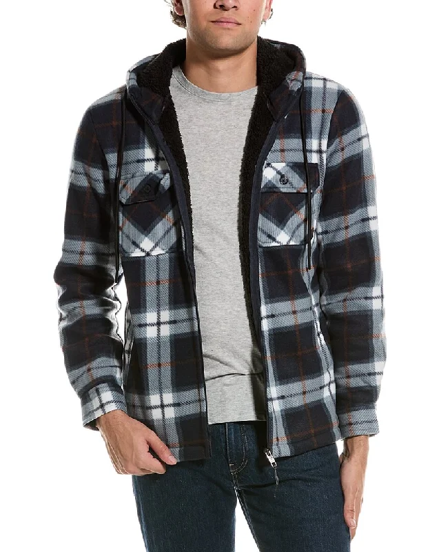 Point Zero Check Polar Fleece Hooded Zip Shirt