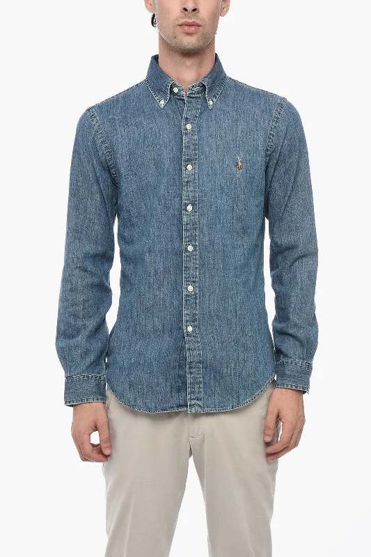 Polo Ralph Lauren Button-down Denim Shirt with Embroidered Logo