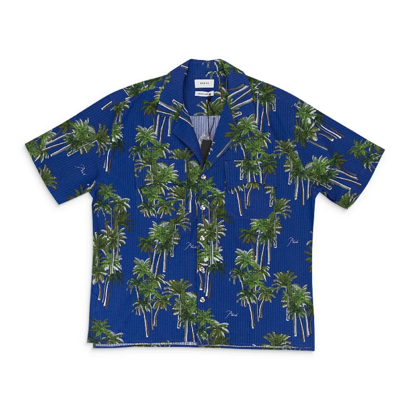 SEARSUCKER HAWAIIAN BLUE/GREEN BUTTON-UP SHIRT