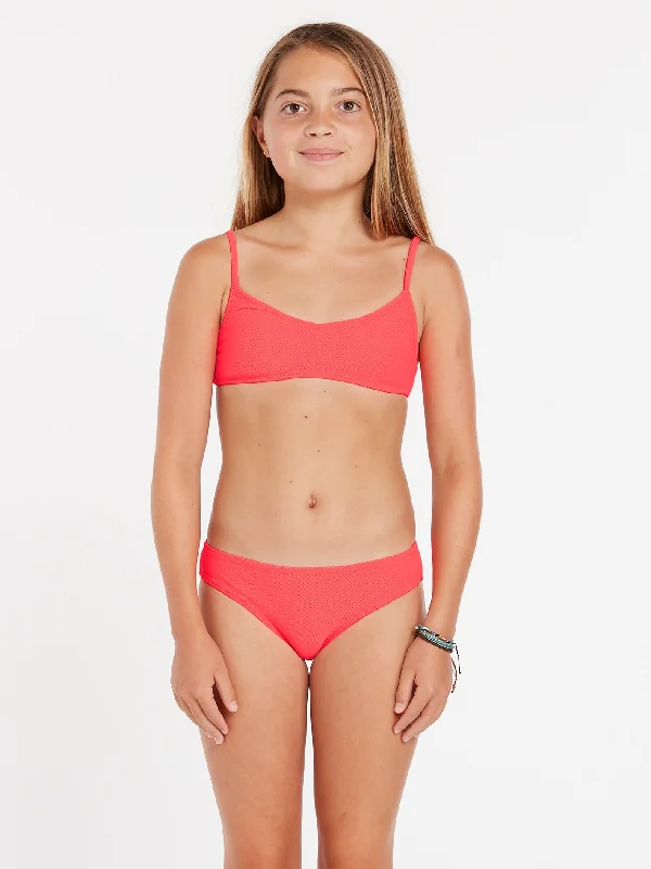 Girls Simply Mesh Bikini Set - Electric Coral