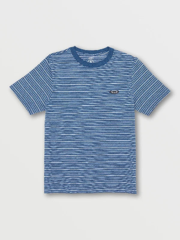 Static Stripe Crew Short Sleeve Shirt - Aged Indigo